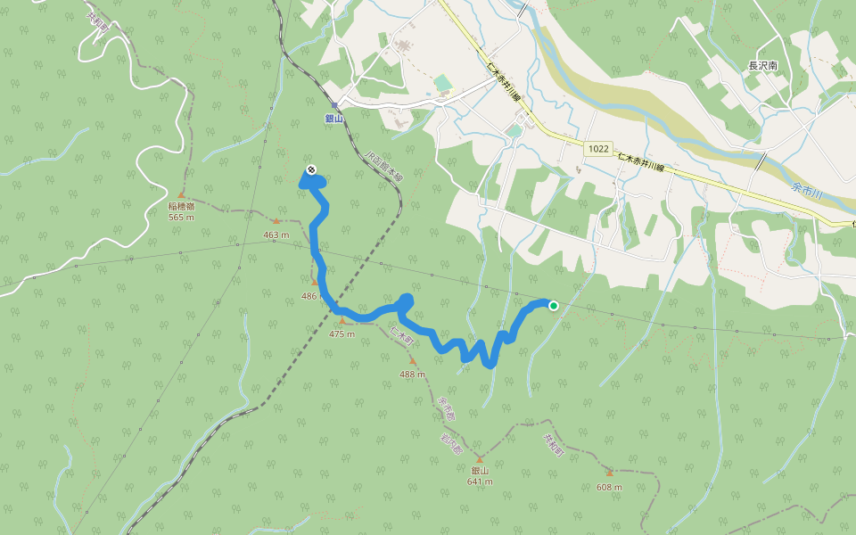 イナホ線林道 walking route map in Niki