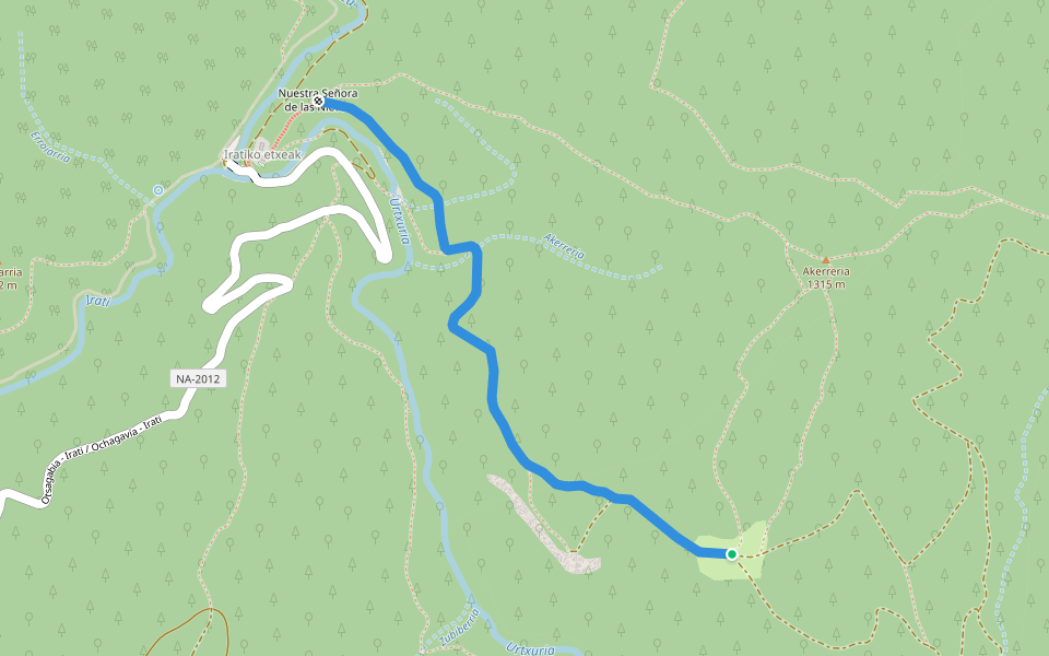 Akerreriko bidea walking route map in Ochagavía