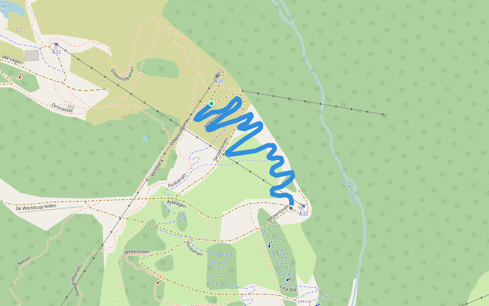 Vinkelvolten walking route map in Åre