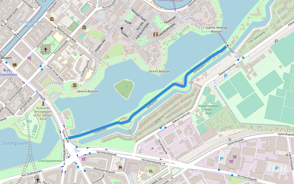 Syddyssen walking route map in København