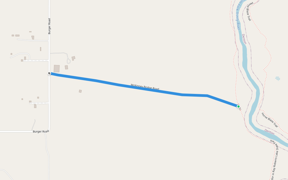 McKinney Bridge Road walking route map in Pilot Point