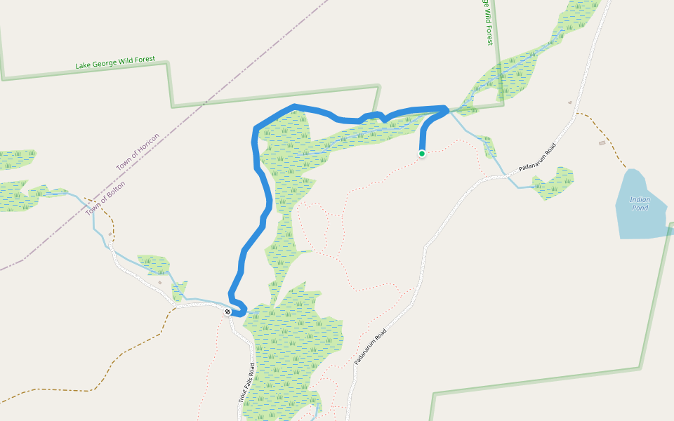 Red Trail North walking route map in Bolton Landing