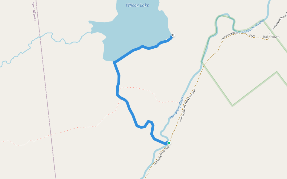 Wilcox Lake Trail walking route map in Stony Creek