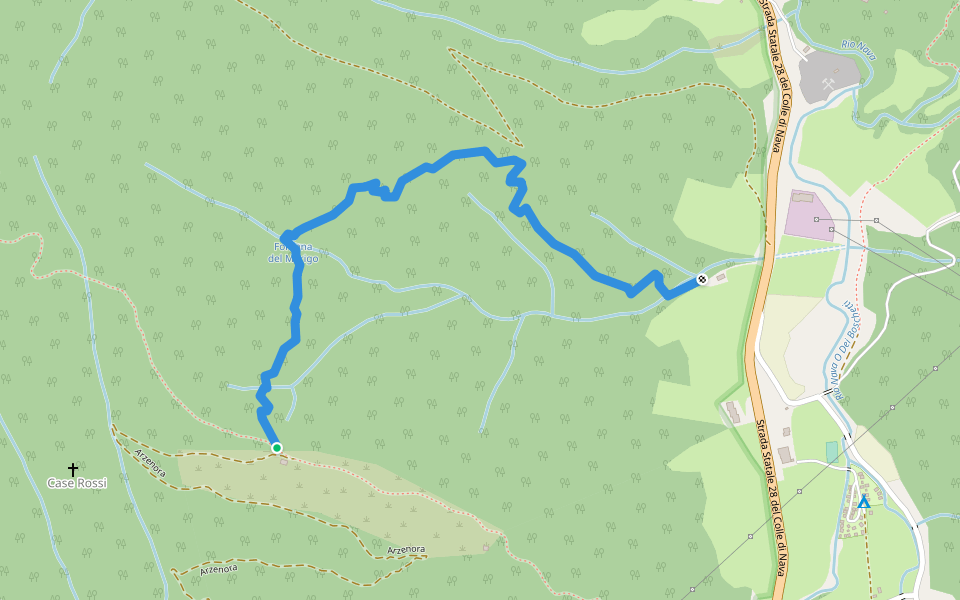 Merigo walking route map in Nava