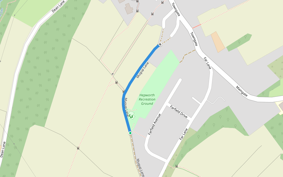Mugup Lane walking route map in Hepworth