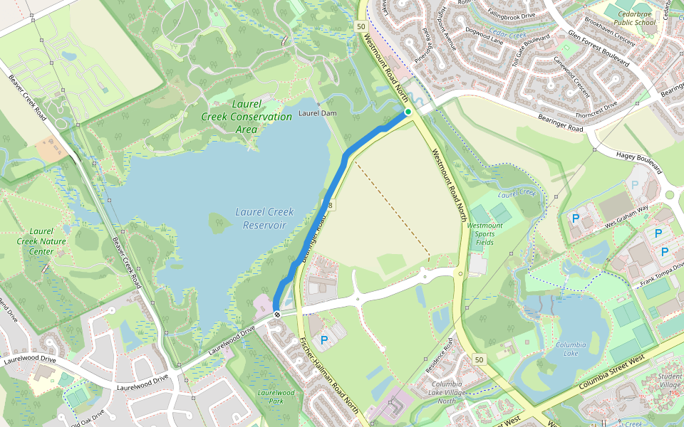 Doreen Thomas Trail walking route map in Waterloo