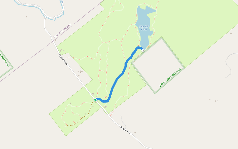 Pond walking route map in Warrensburg