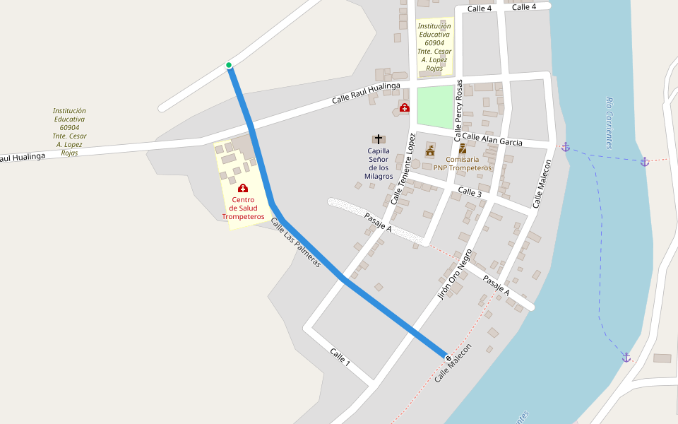 Calle Las Palmeras walking route map in Mazán