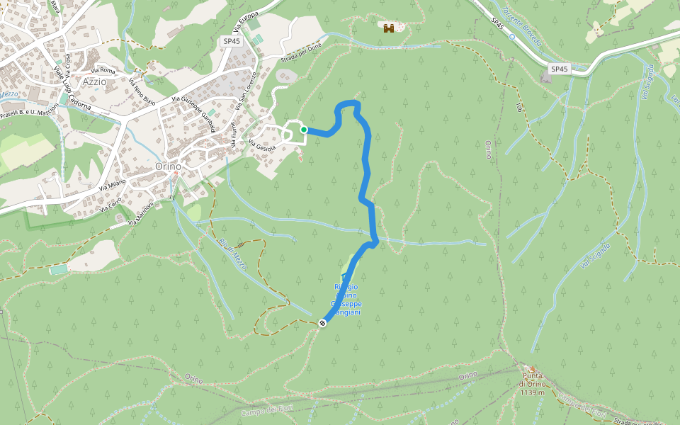 per il Pian delle Noci walking route map in Orino