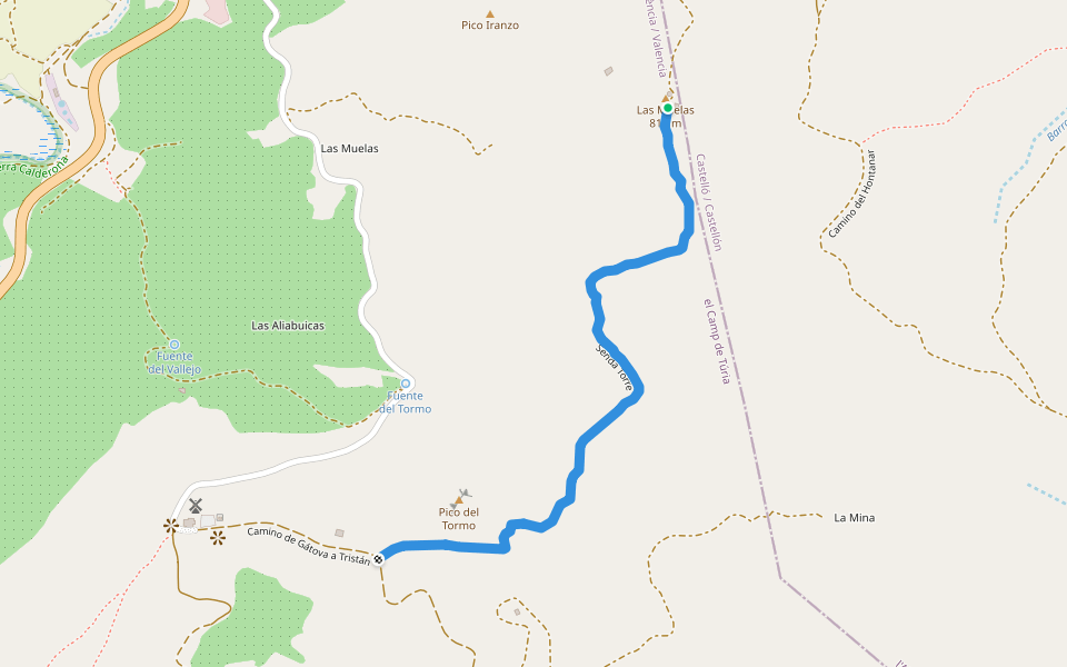 Senda Torre walking route map in Gátova