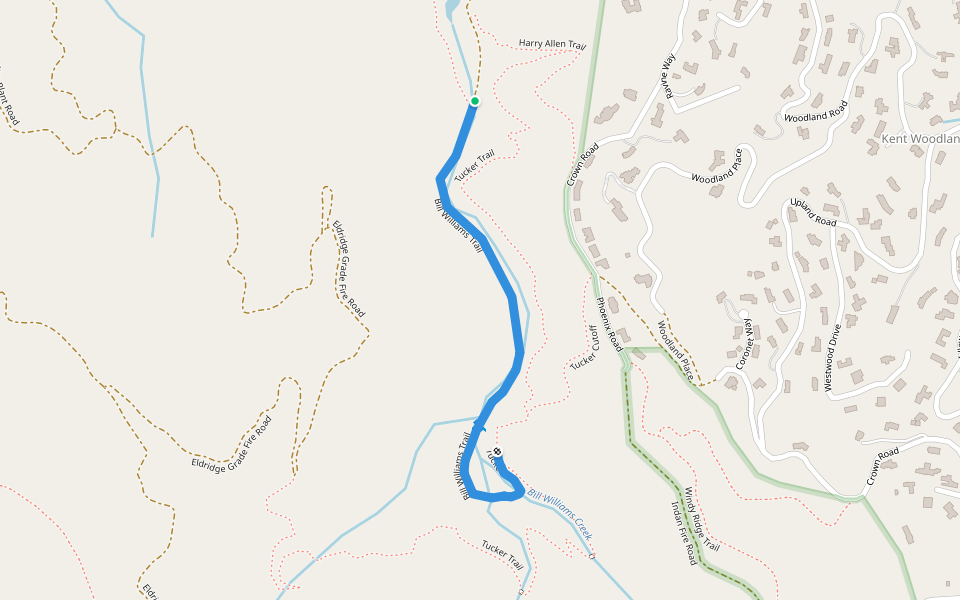 Bill Williams Trail walking route map in Kentfield