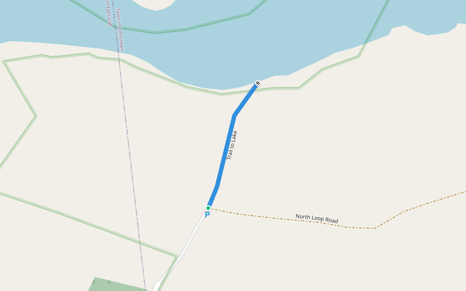 Trail to Lake walking route map in Johnstown