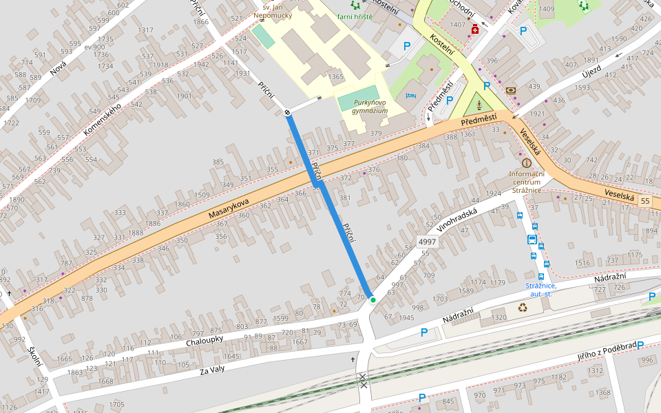 Příční walking route map in Strážnice