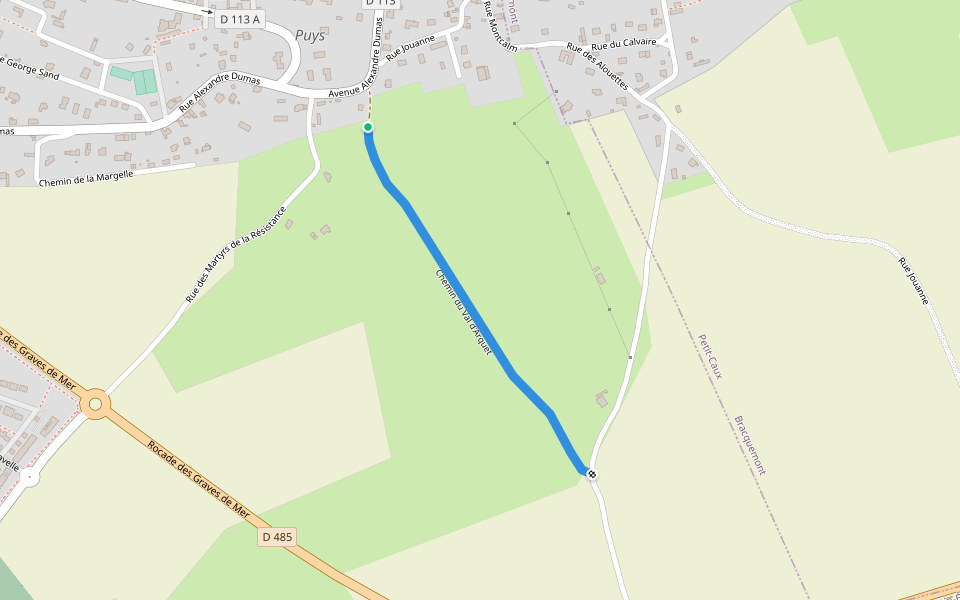 Chemin du Val d'Arquet walking route map in Dieppe