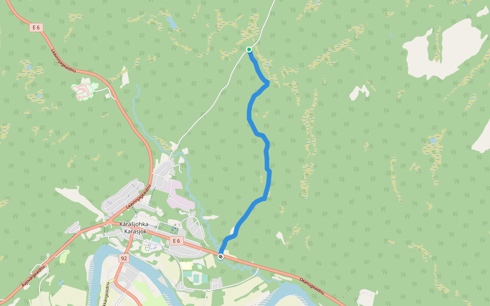 Karasjokrennet walking route map in Karasjok
