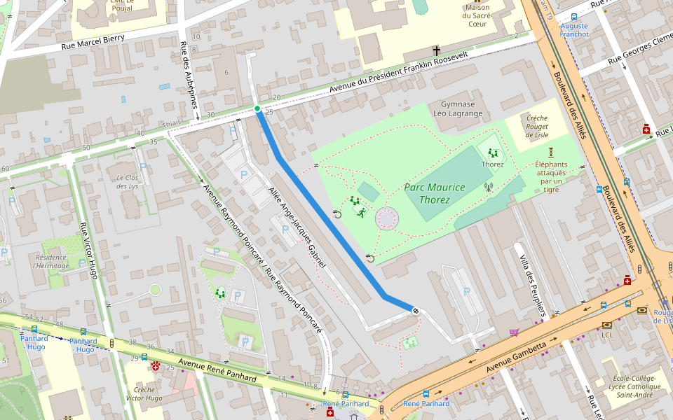 Allée Ange-Jacques Gabriel walking route map in Thiais