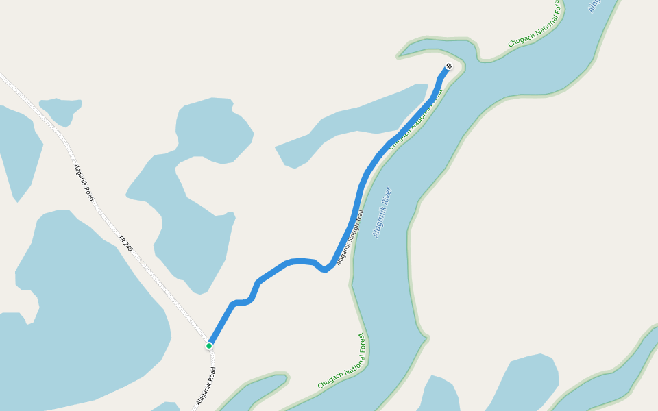 Alaganik Slough Trail walking route map in Alaganik