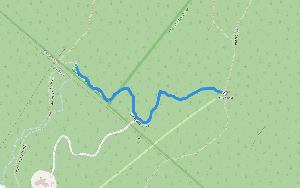 Fire Tower Loop walking route map in Strafford