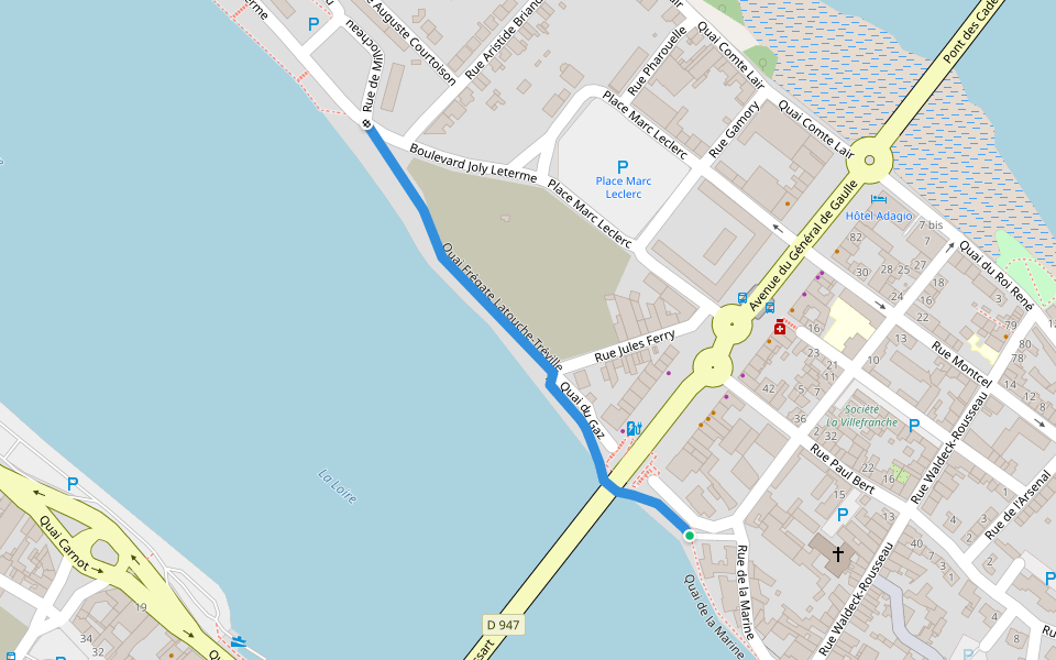 Quai Frégate Latouche-Tréville walking route map in Saumur