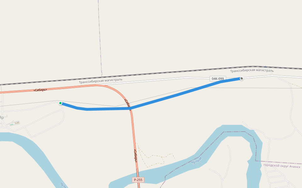 Участок Сибирского тракта на пойме Чулыма walking route map in Белый Яр (ачинский)