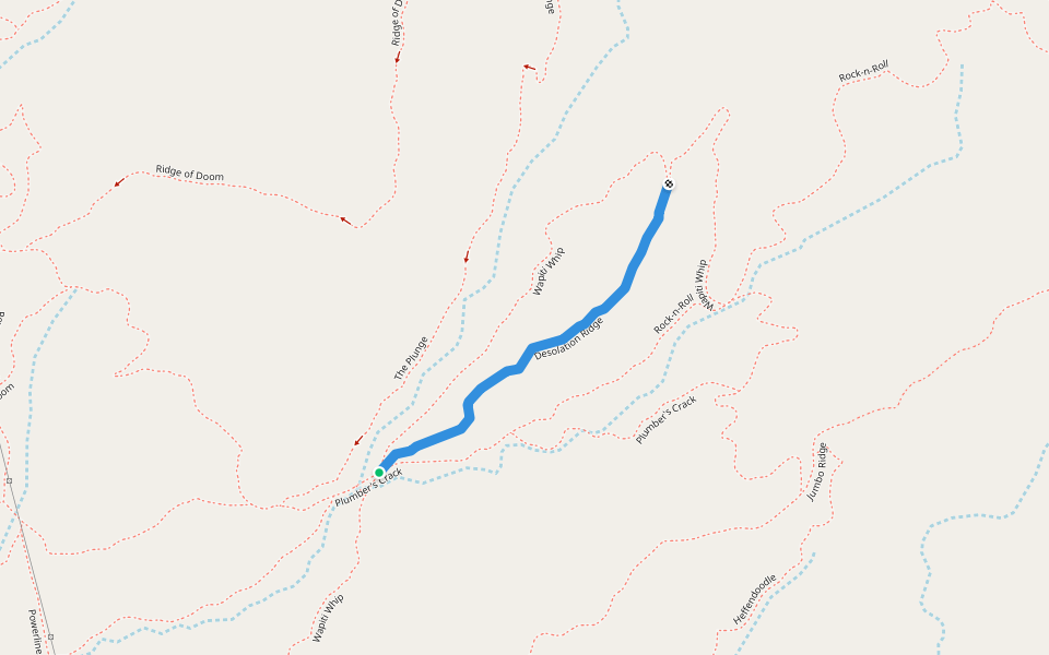 Desolation Ridge walking route map in Paonia