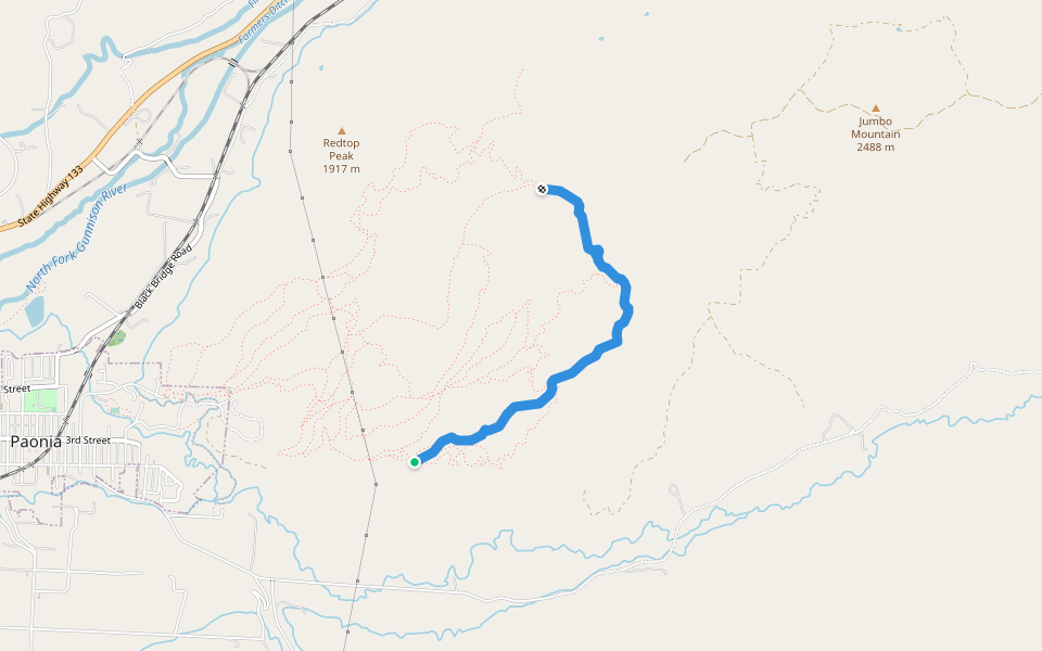 Jumbo Ridge walking route map in Paonia
