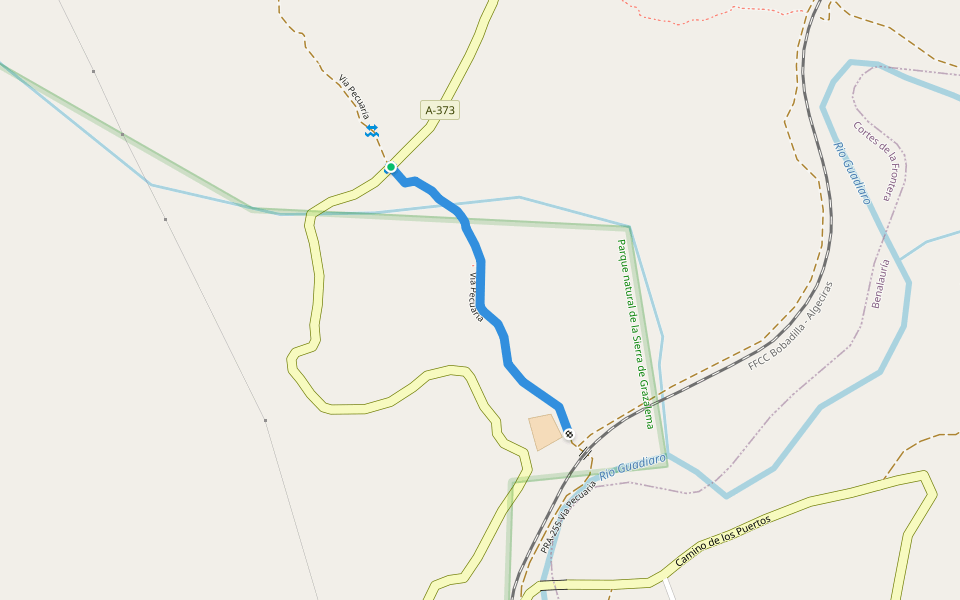 Via Pecuaria walking route map in Cortes de la Frontera