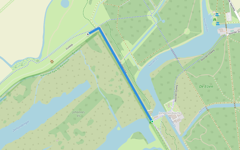 Zuid-Westdijk walking route map in Dordrecht