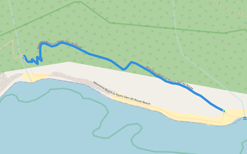 Milanesia Beach to Ryans Den Alt Route walking route map in Yuulong