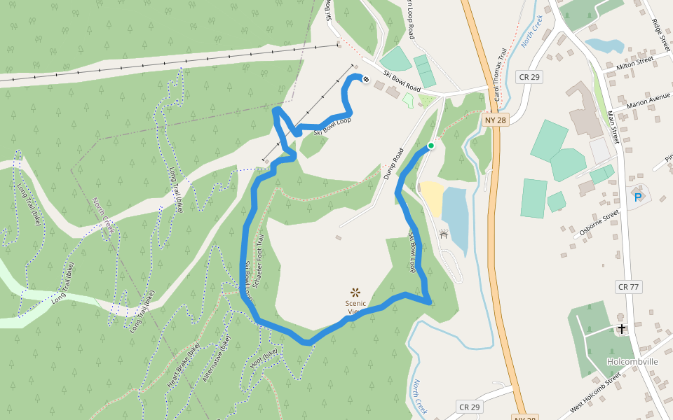 Ski Bowl Loop walking route map in North Creek