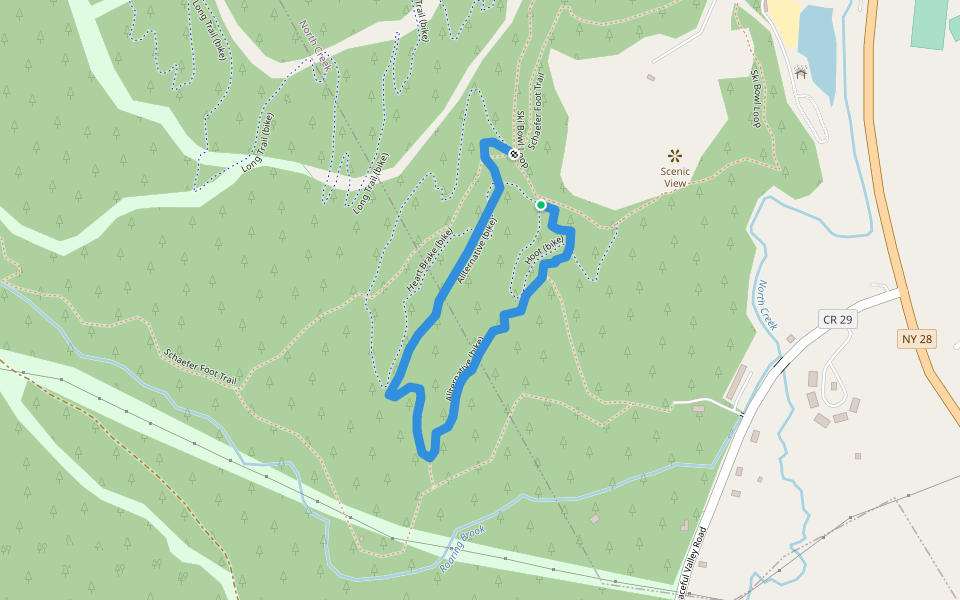 Allternative (bike) walking route map in North Creek
