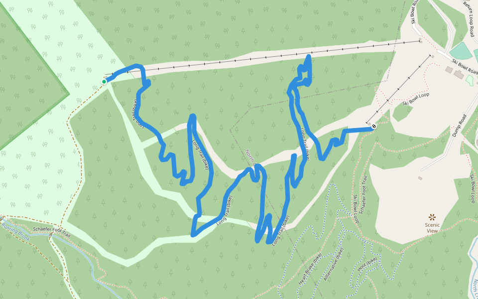 Long Trail (bike) walking route map in North Creek