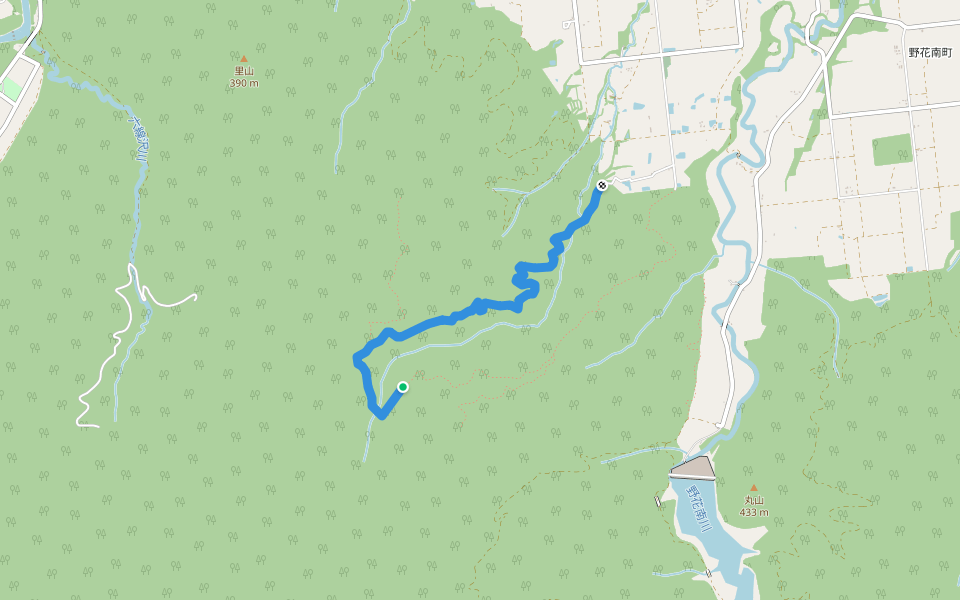 金剛沢連絡林道 walking route map in Ashibetsu