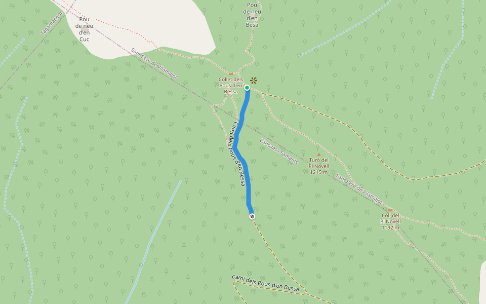 Camí dels Pous d'en Bessa walking route map in Sant Pere de Vilamajor