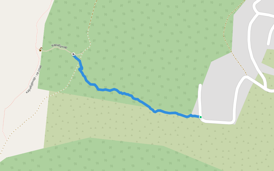 пряк път до карабунар walking route map in Hrabrino