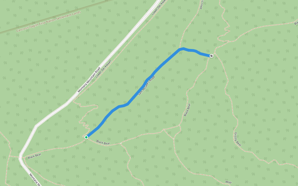 Sam McGee's Road walking route map in Carcross
