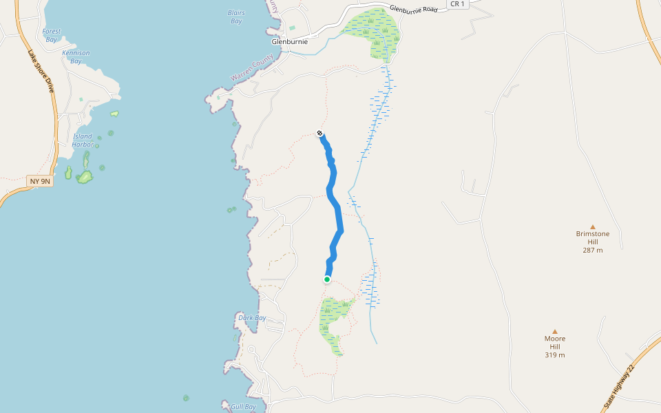 Yellow Connector Trail walking route map in Putnam Station