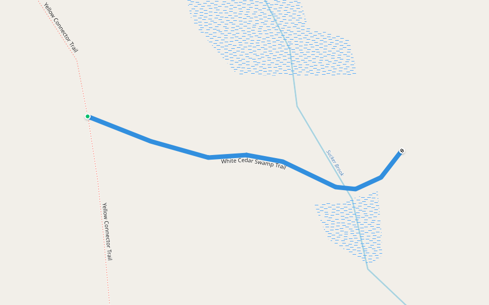 White Cedar Swamp Trail walking route map in Putnam Station