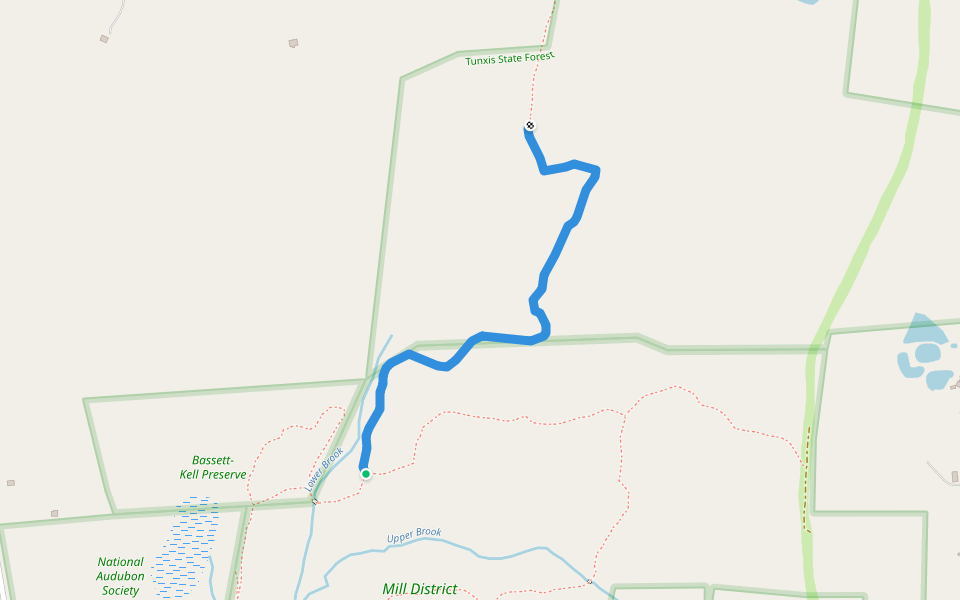 Fosters Pond Trail, Red Blazes walking route map in Hartland