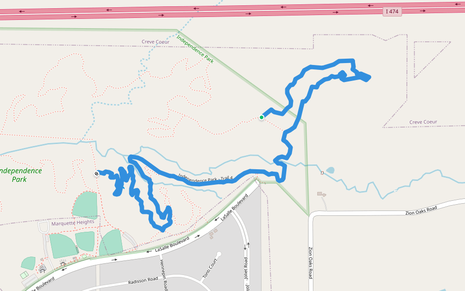 Independence Park - Trail 4 walking route map in Marquette Heights