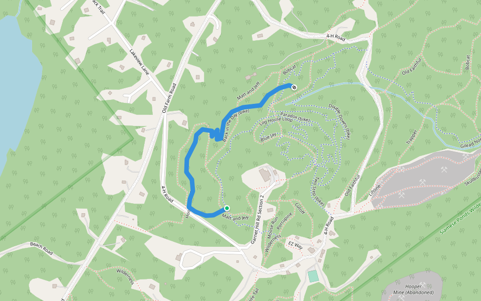 Back in the Day (bike) walking route map in North Creek