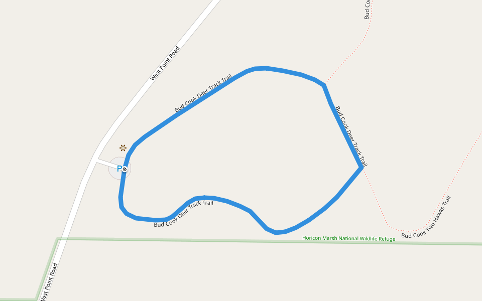 Bud Cook Deer Track Trail walking route map in Mayville