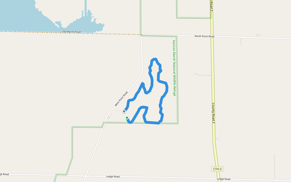 Bud Cook Two Hawks Trail walking route map in Mayville