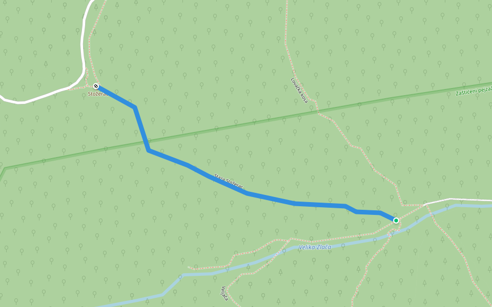 Staza Stožerac walking route map in Višća Gornja