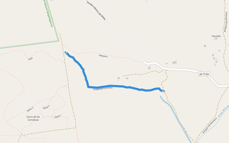 Escalones-Corraliza walking route map in Santa Elena