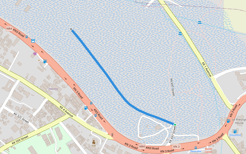 KK 705 Street walking route map in Kigali