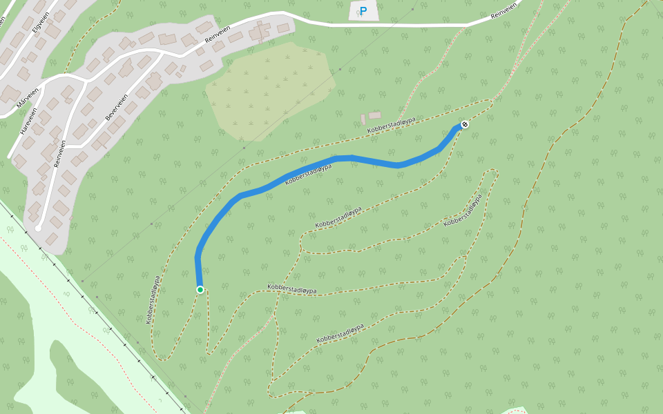 Kobberstadløypa walking route map in Narvik