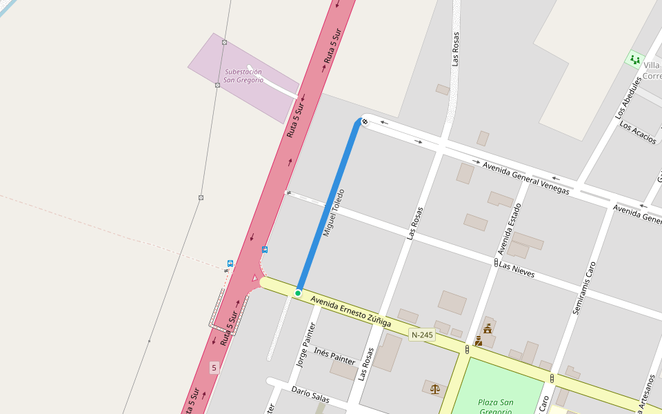 Miguel Toledo walking route map in Las Rosas