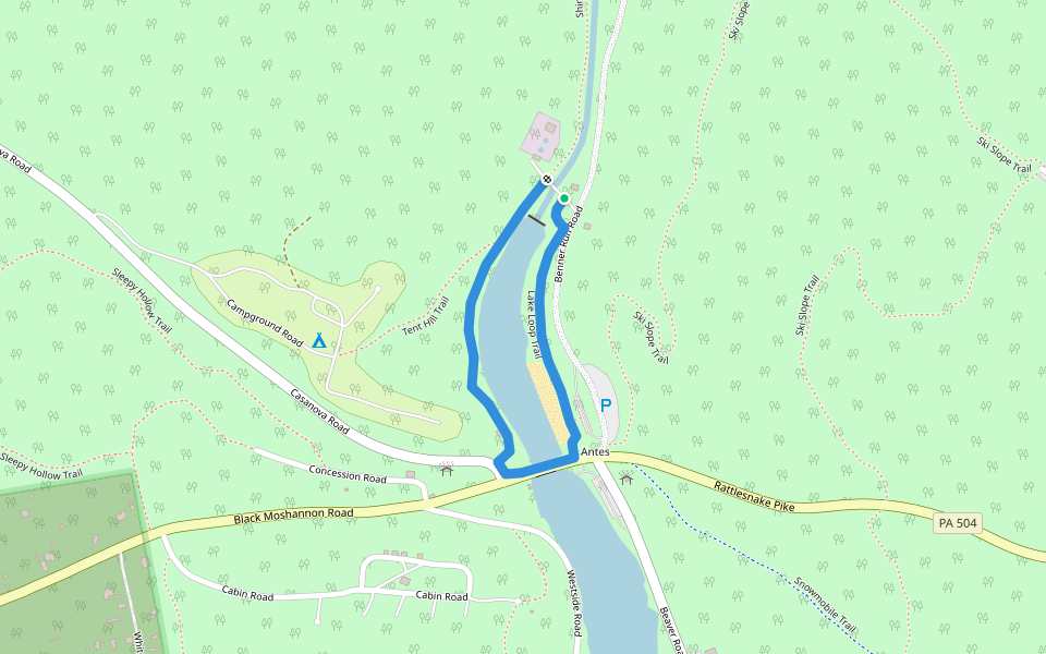 Lake Loop Trail walking route map in Philipsburg