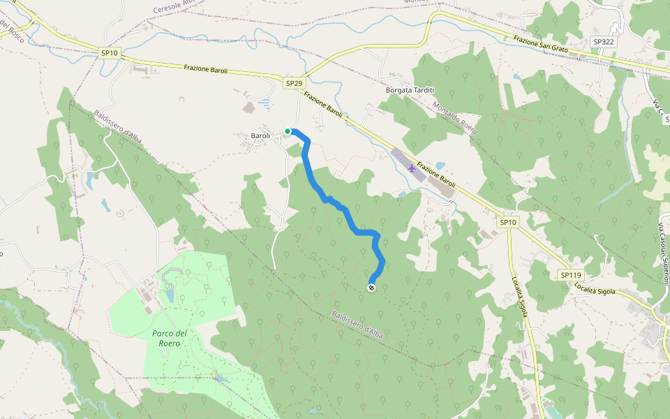 The infinite way walking route map in Baroli